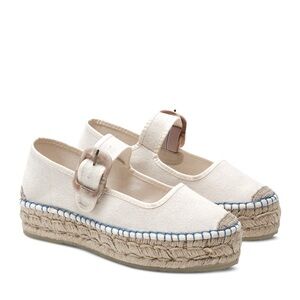 Free People beige espadrilles with blue detail